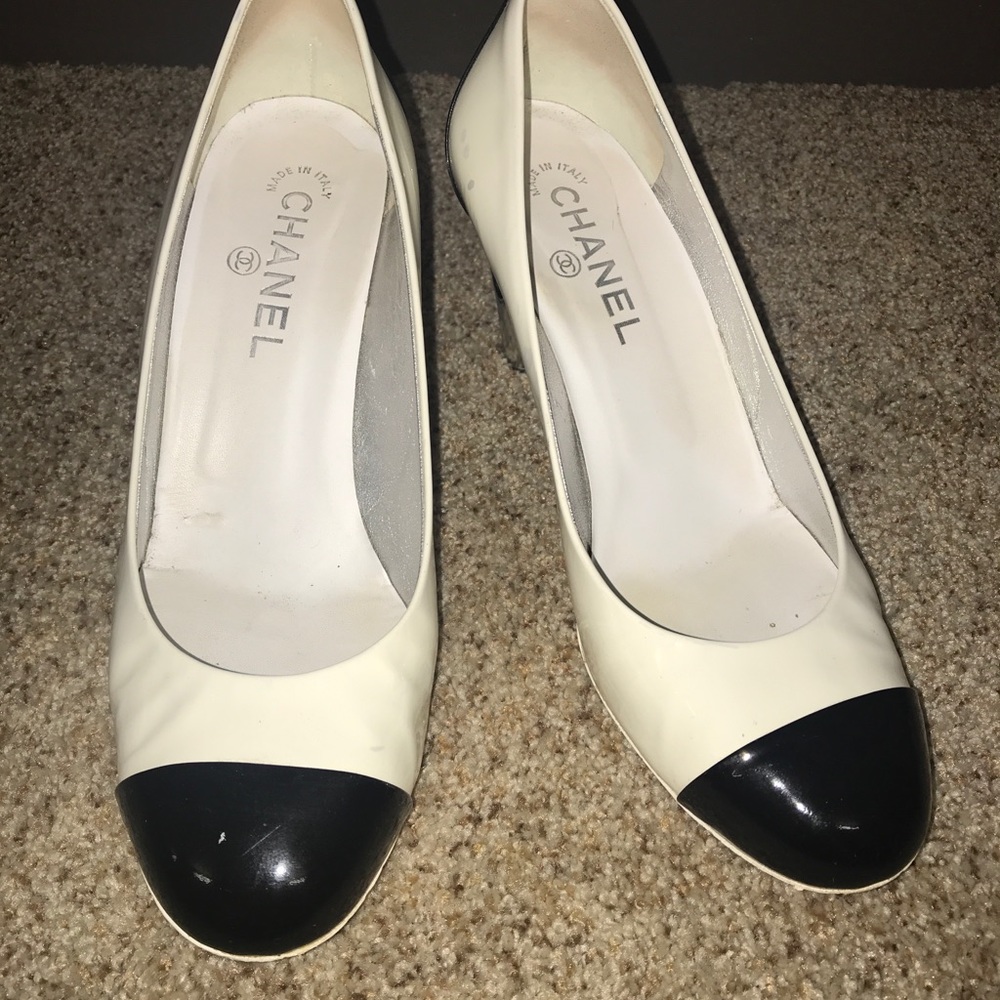 Chanel black and white pumps